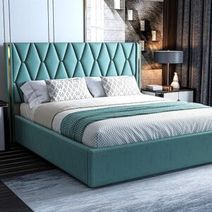 Acacia Modern Upholstered King Size Bed with Box Storage