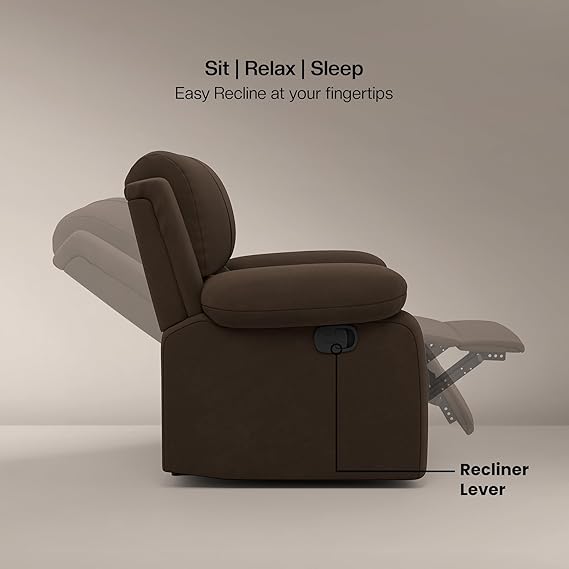 Green Soul Laze Single Seater Recliner Sofa – Suede Fabric with Rocking & Revolving Function - Image 4