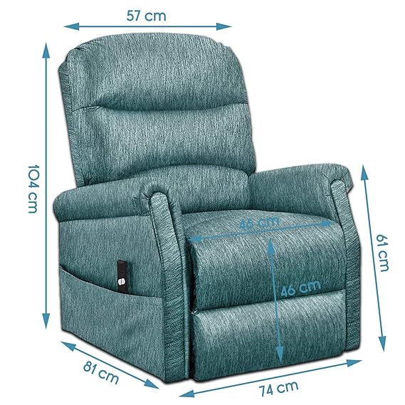 Kosmo Care Cotton Blend Electric Recliner Chair – Plush Comfort in Teal - Image 2