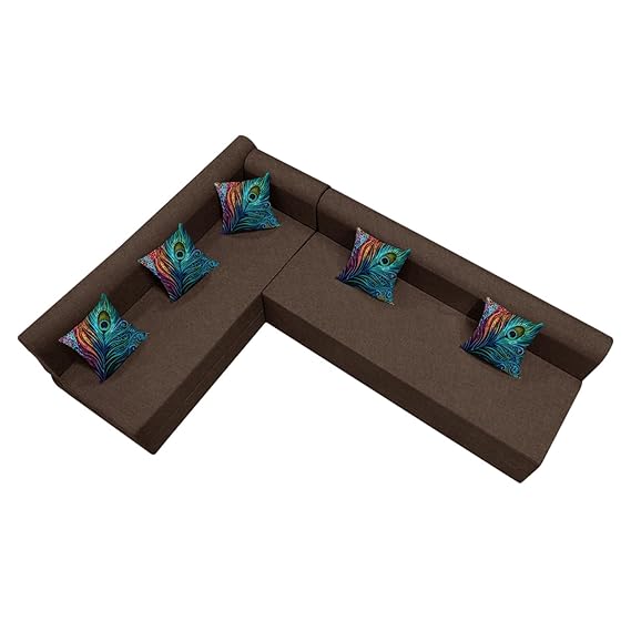 Toronto L-Shape Sofa Cum Bed – Three Seater + Three Seater Convertible Sofa with Cushions (Grey) - Image 3