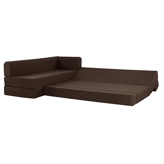 Toronto L-Shape Sofa Cum Bed – Three Seater + Three Seater Convertible Sofa with Cushions (Grey) - Image 5