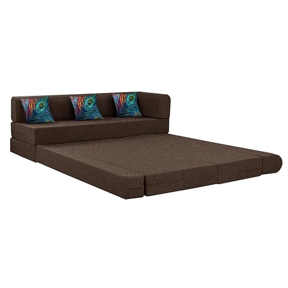 Toronto L-Shape Sofa Cum Bed – Three Seater + Three Seater Convertible Sofa with Cushions (Grey) - Image 6