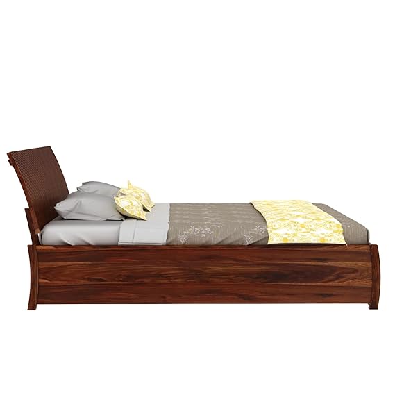 WOODNETIC Solid Sheesham Wood King Size Double Bed with Storage – Honey Finish - Image 6