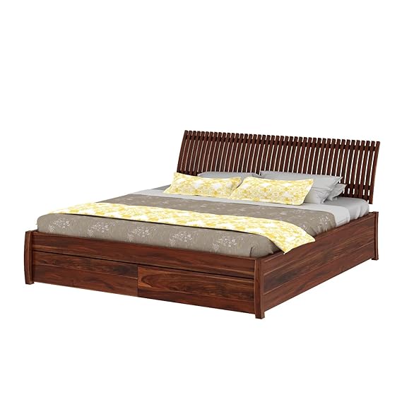 WOODNETIC Solid Sheesham Wood King Size Double Bed with Storage – Honey Finish - Image 7